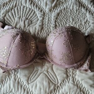 Victoria's Secret Lace Underwire Bra - Pink and Gold
